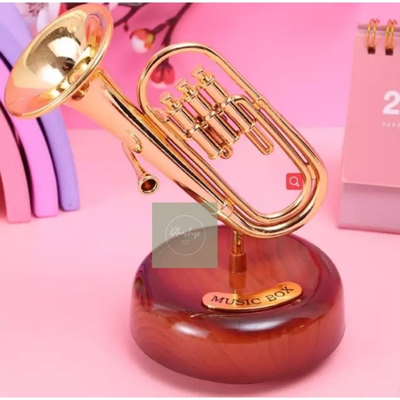 Rotating Musical Box - Music Box Kotak Model Horn Saxophone Trumpet