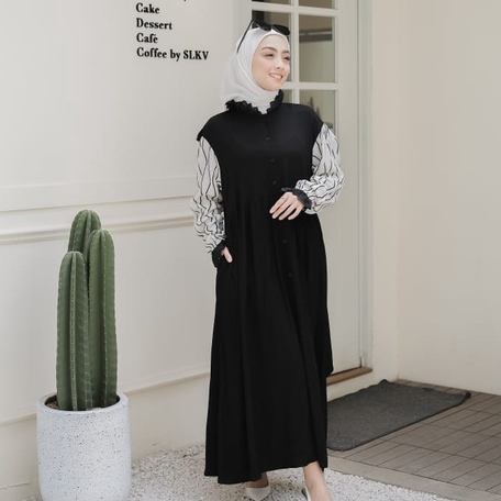 Eleanorre Tavy Dress Black Dress Muslim Wanita