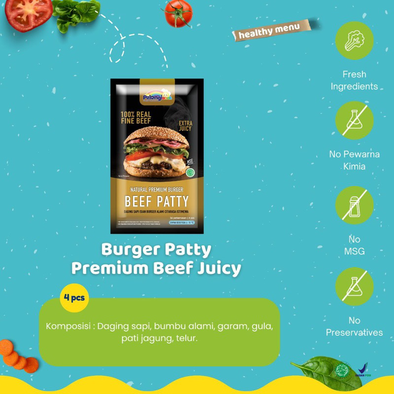 

Burger Chicken, Beef Patty, Fish Burger Crispy Tanpa PEngawet dan Non MSG