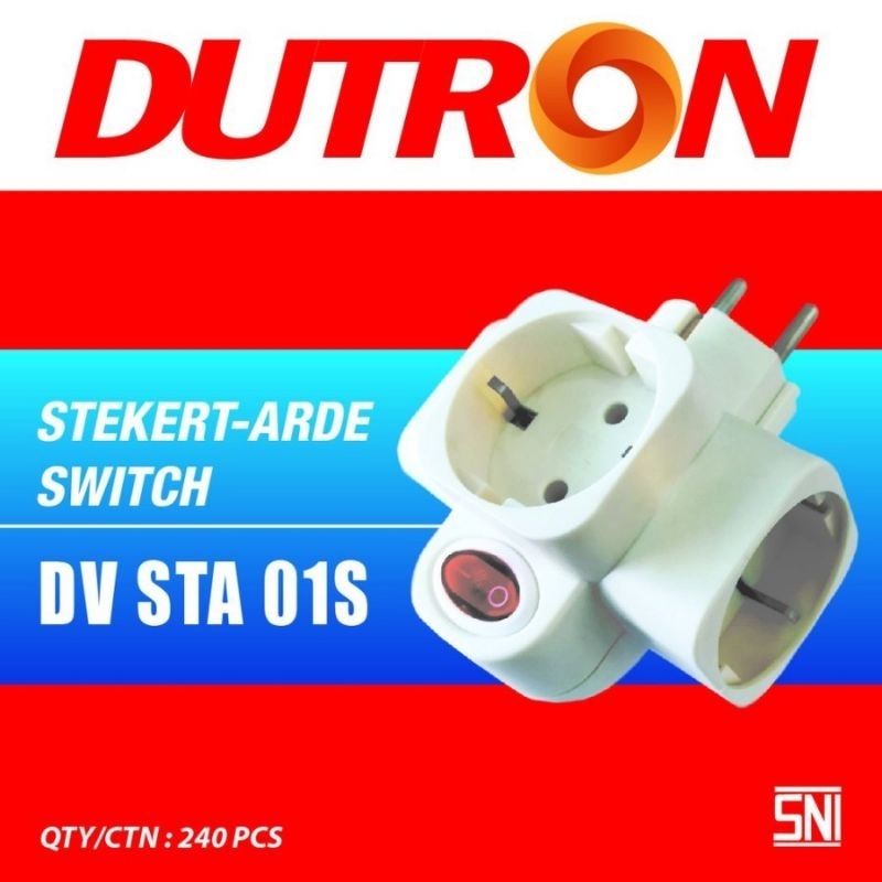 STEKER T ARDE + SAKLAR DUTRON | STEKER T ARDE SWITCH DUTRON | DUTRON DV-STA-01S | COK CABANG | COK LISTRIK