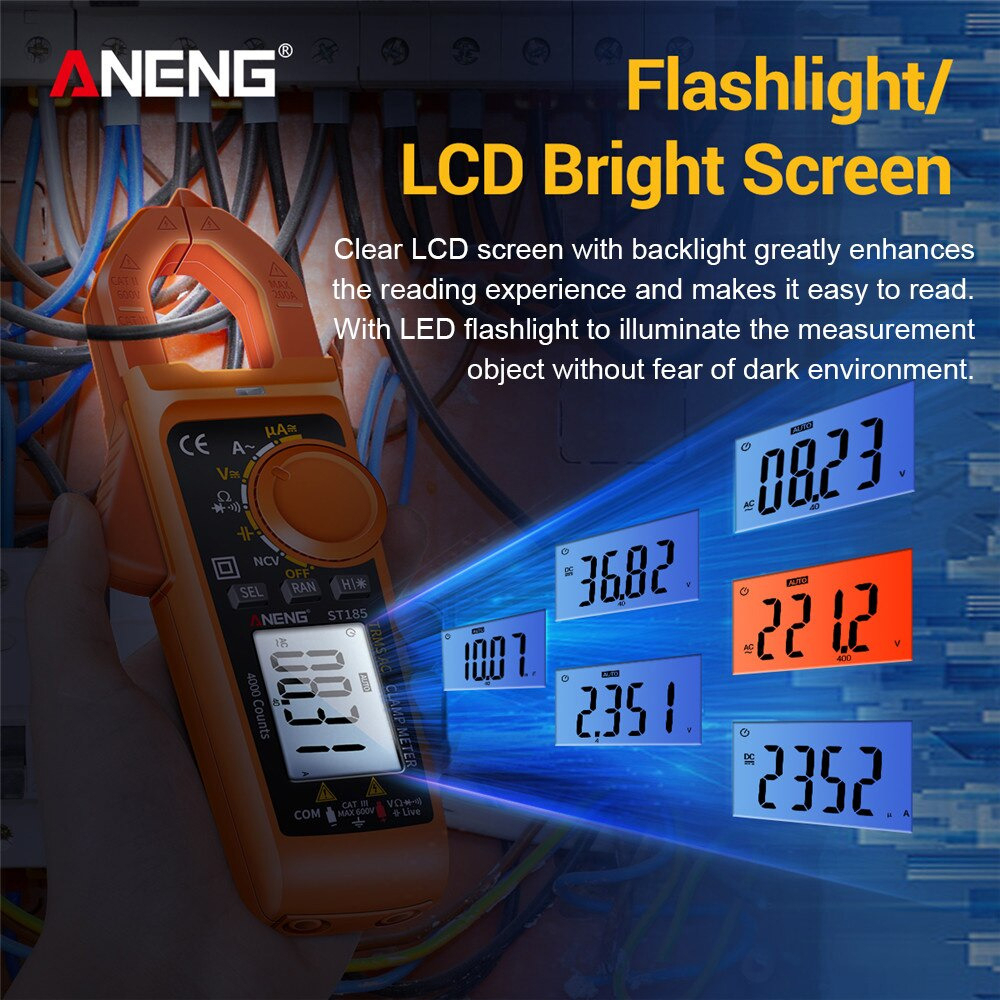 ANENG Digital Multimeter Voltage Tester Clamp - ST185 - Orange