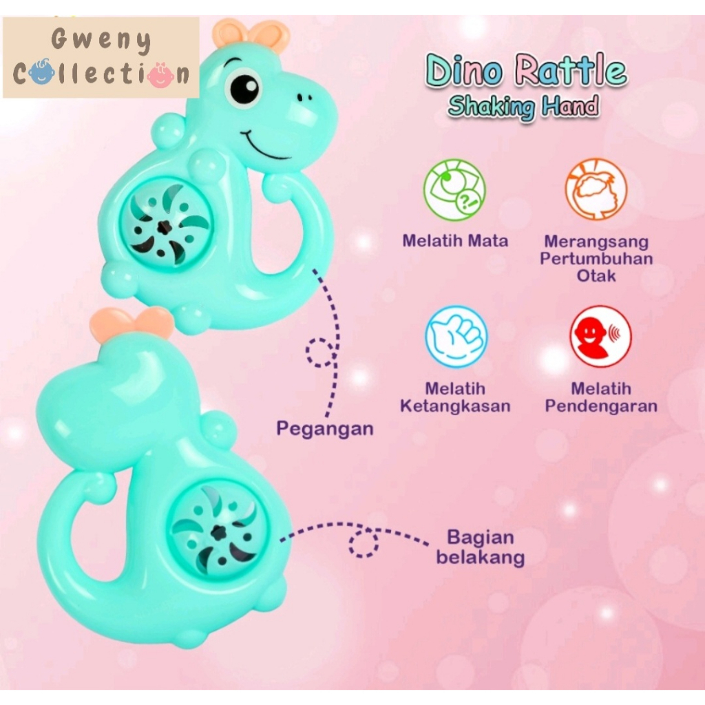 MAINAN KERINCINGAN DINO RATTLE BAYI LUCU MURAH / BABY RATTLE BPA FREE (IP)