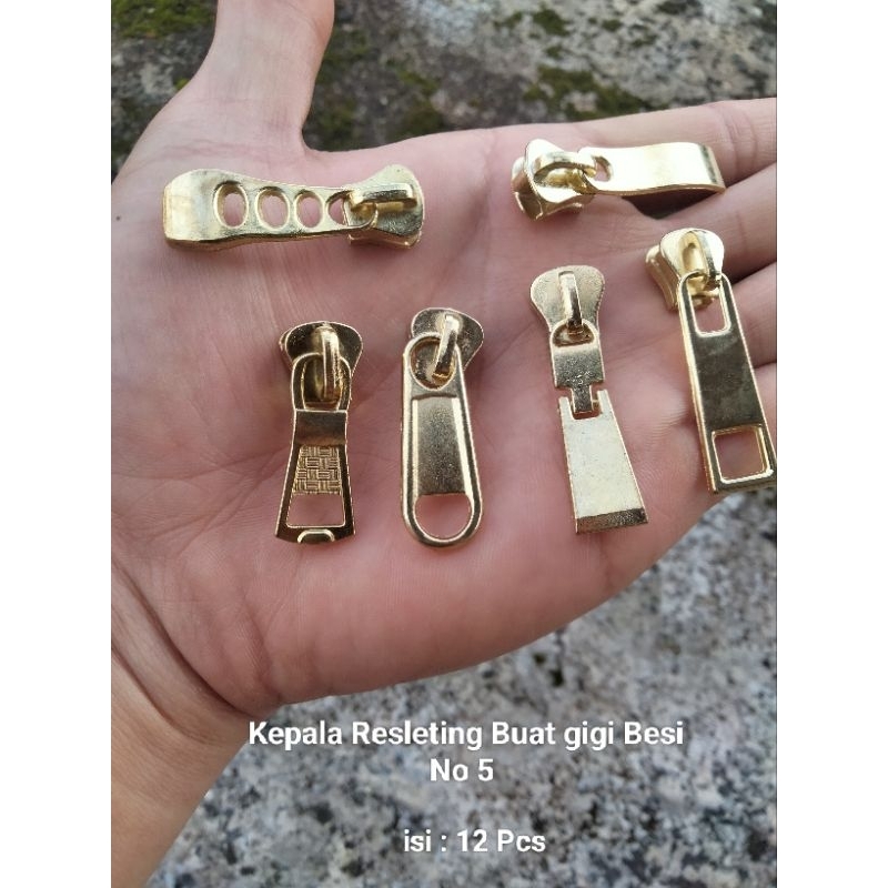 Kepala Resleting Tas Jaket Koper Kepala Resleting No 5 Gigi Besi  ( isi : 12 Pcs )