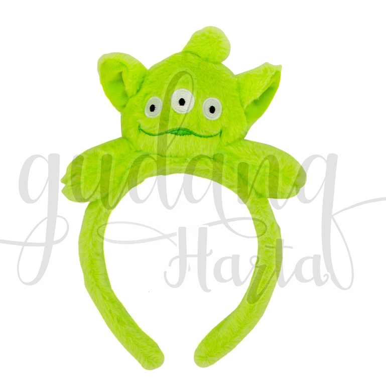 Bando Alien 3 Mata Headband Motif Monster Hijau Lucu Bandana GH 211156