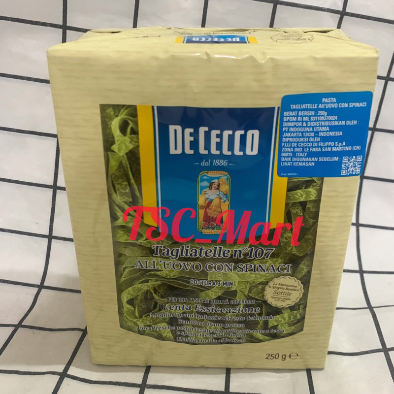 

De Cecco Pasta Tagliatelle n 107 All Uovo Con Spinaci 250gr / De / Cecco / Dececco / Pasta / Tagliatelle / n 107 / All / Uovo / Con / Spinaci / 250gr