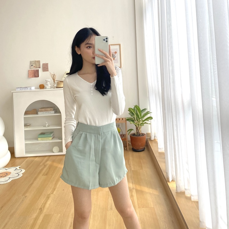 Kheta Shorts - Celana Pendek Korean Wanita - High Waist Pants - Celana Casual