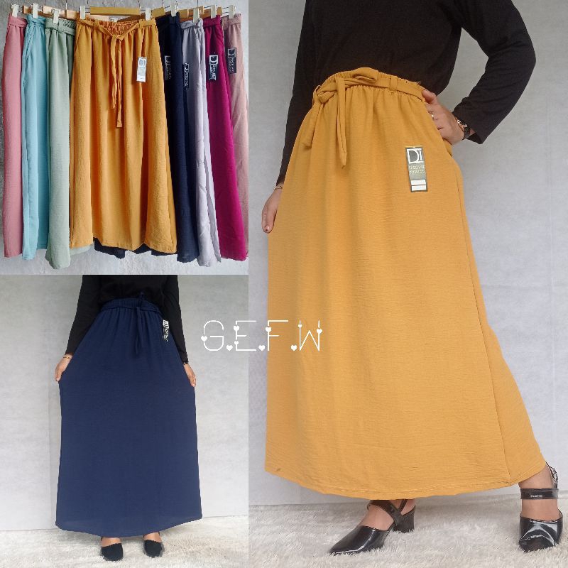 Rok A-Line Crinkle Airflow Premium Import Tebal Tidak Nerawang Ukuran All Size Dari Bb 40kg Sampai Bb 75kg / Rok Panjang Crinkle Terbaru / Skirt Crincle / Maxi Crincle / Onder Kringkel Murah Berkualitas 2023 / Digrup / Grefata