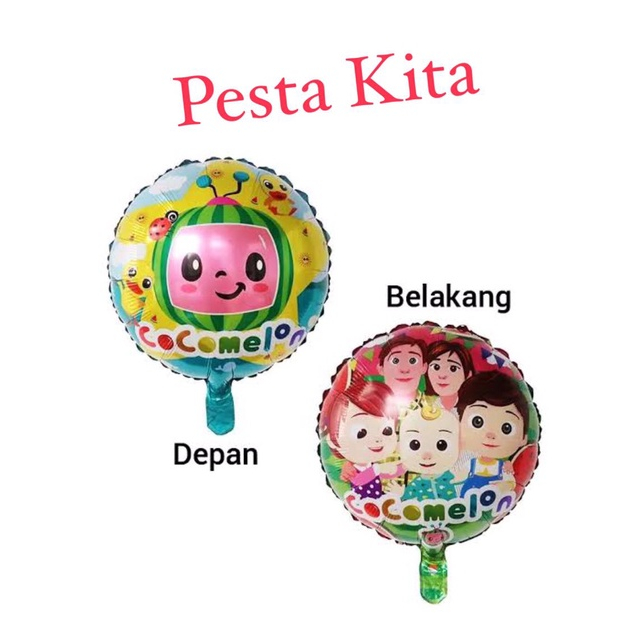 BALON FOIL BULAT KARAKTER C0C0MEL0N GAMBAR 2 SIS! DEPAN BELAKANGG