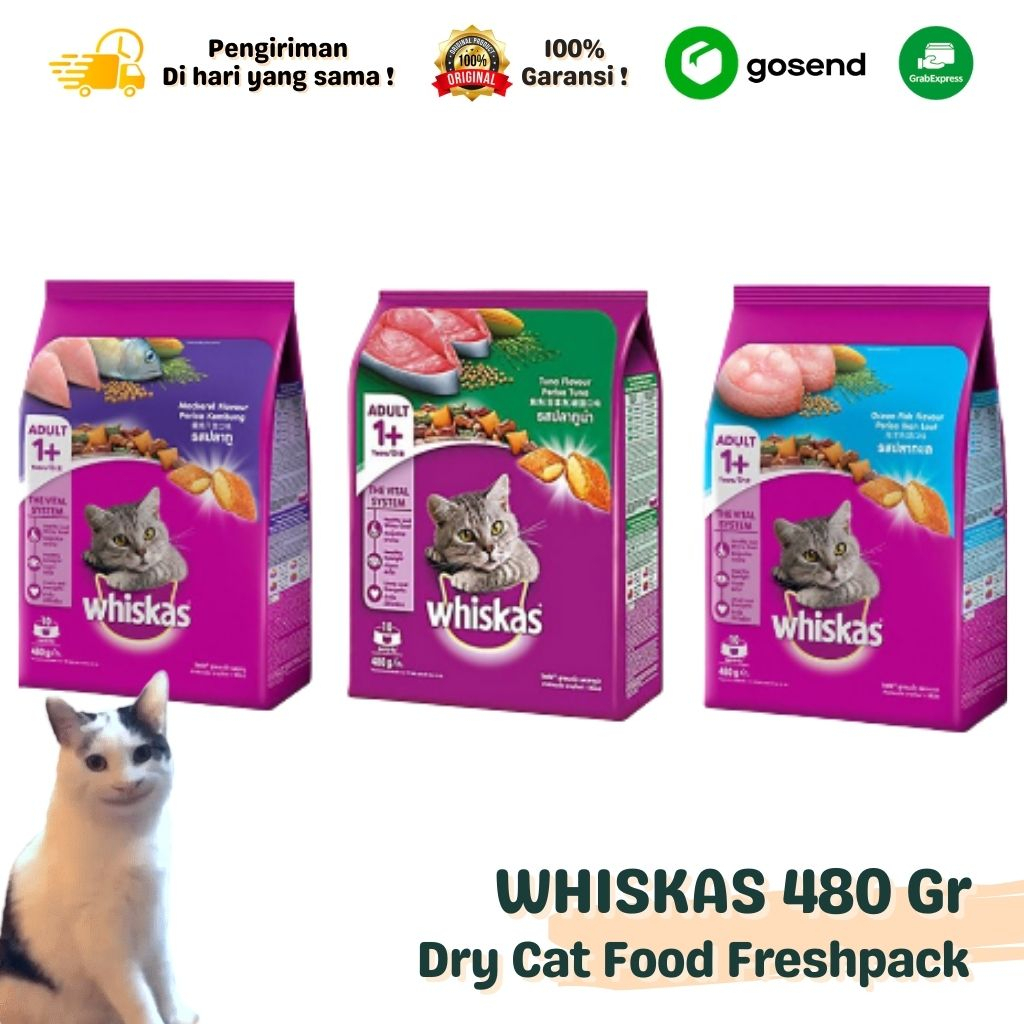 Makanan Kering Kucing WHISKAS ADULT 480gr Freshpack