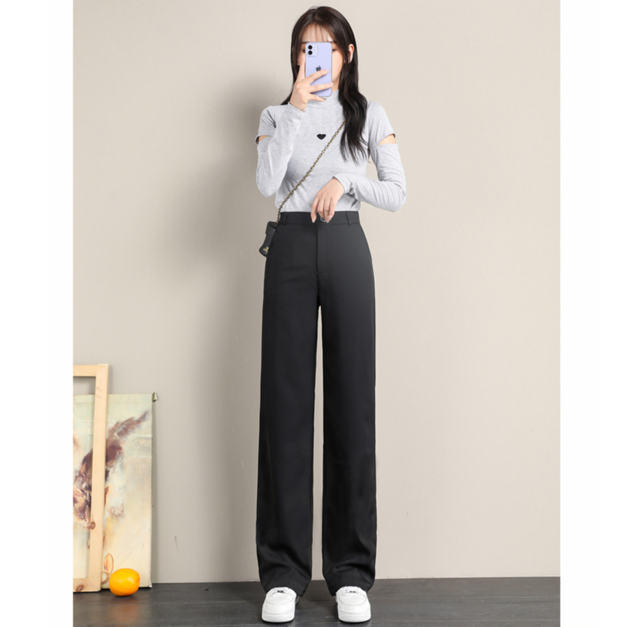 Highwaist Kulot Celana Panjang Wanita Loose / Celana Santai Hitam Korea Style