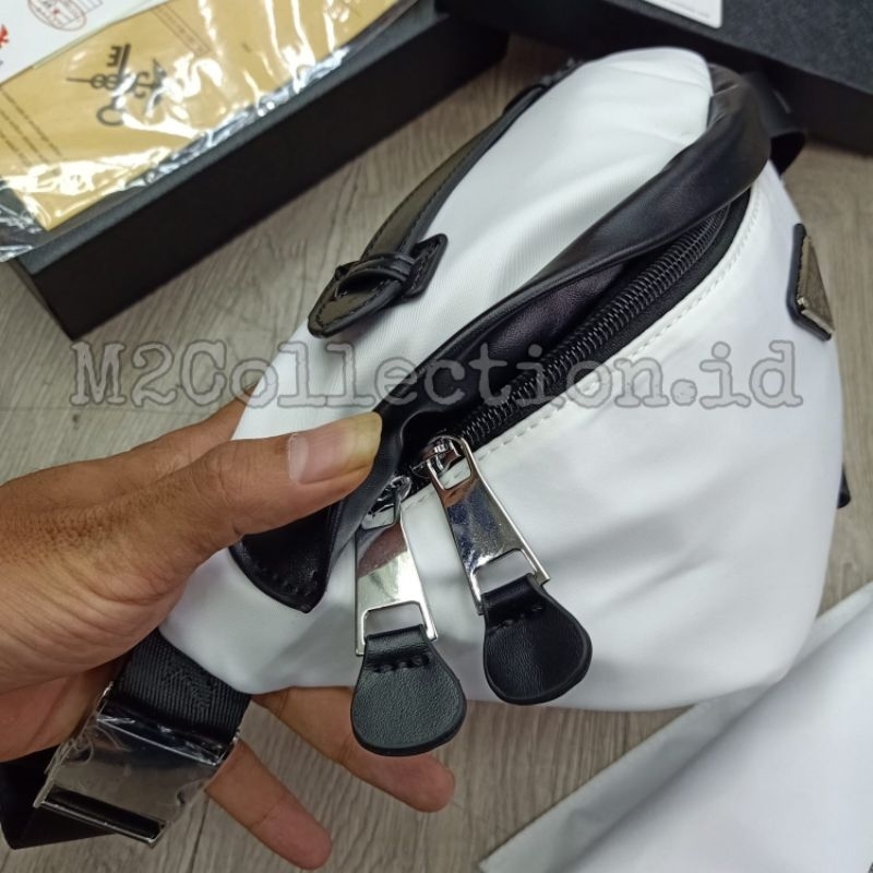 Waistbag Prada White Nylon Bumbag Tas Pinggang Premium Quality