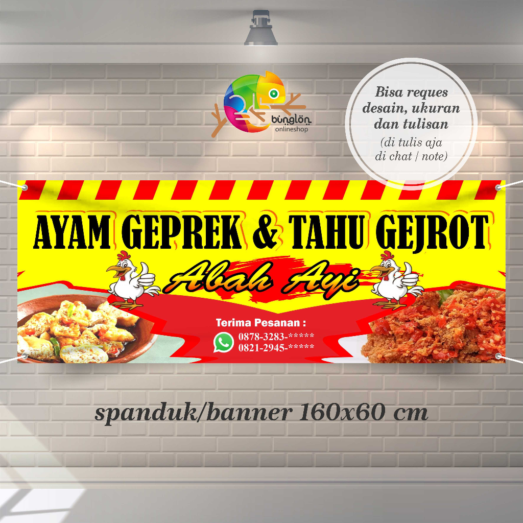 Spanduk, Banner Ayam Geprek & Tahu Gejrot