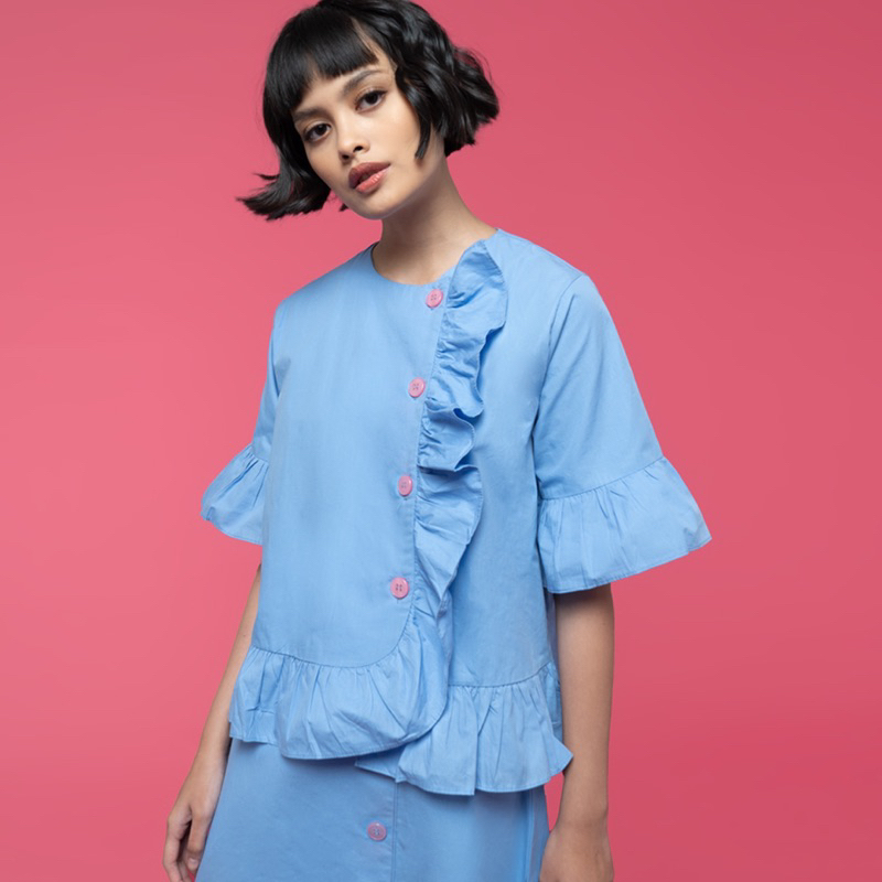 Smile Set - Twirl Top and Leaf Skirt - Blue set - Pastel Blouse and Skirt - All size