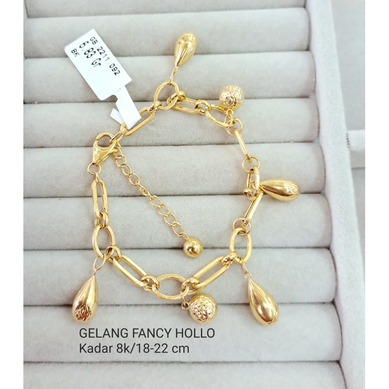 Gelang fancy hollo kadar 375 8k motif tetes