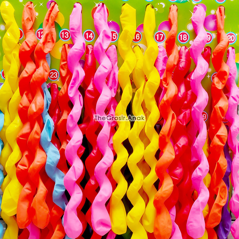 10PCS Balon Roket Ulir Panjang Warna RANDOM