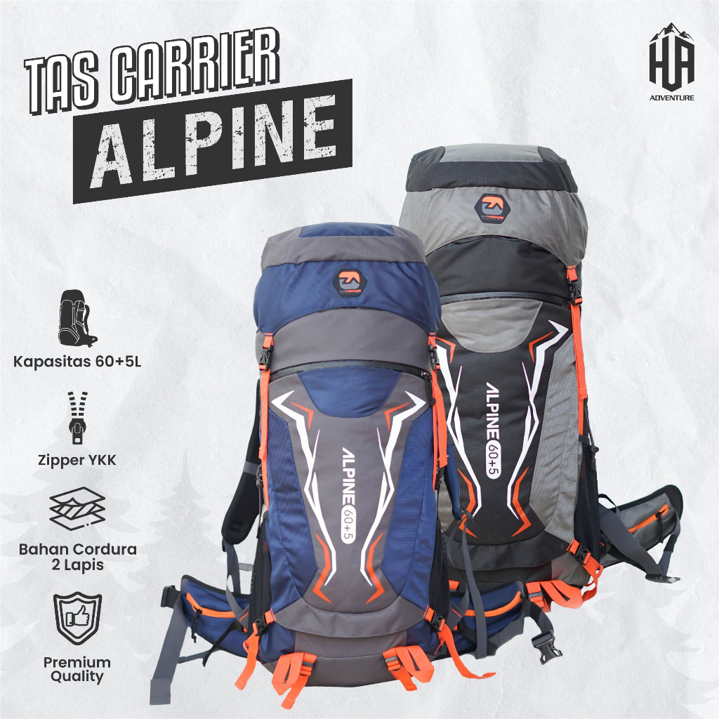 Tas Carrier Zarventure seri Alpine 60+5 liter