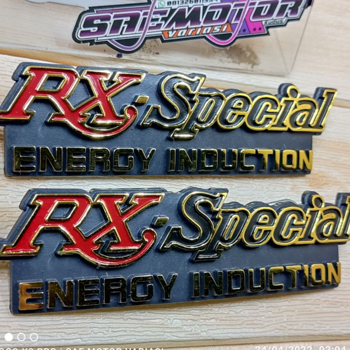 emblem box Aki RX SPECIAL MERAH | logo tutup accu RX S | simbol RX SPESIAL ENERGY INDUCTION1 set | s