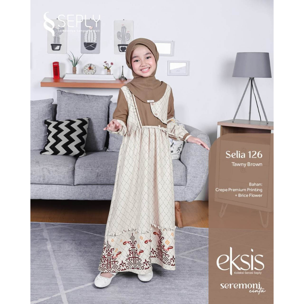 Seply Sarimbit Keluarga  / EKSIS-204 Tawny Brown / Fashion Muslim 2023