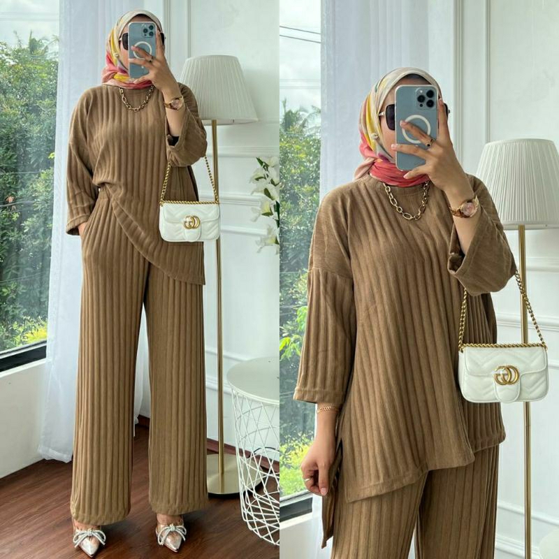 setelan bahan knit rib zara ld 130