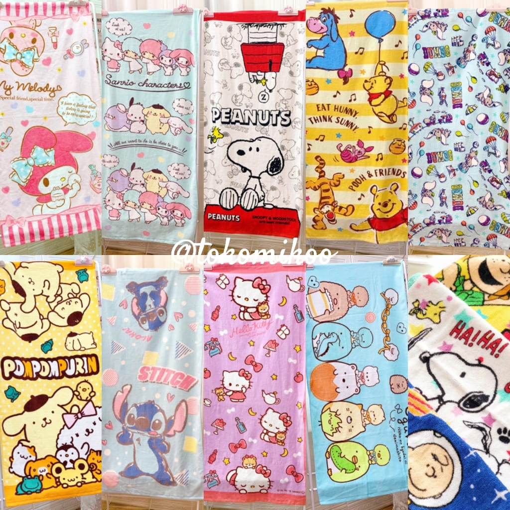 Handuk Face Towel Snoopy  Pompompurin My Melody Hello Kitty Sanrio