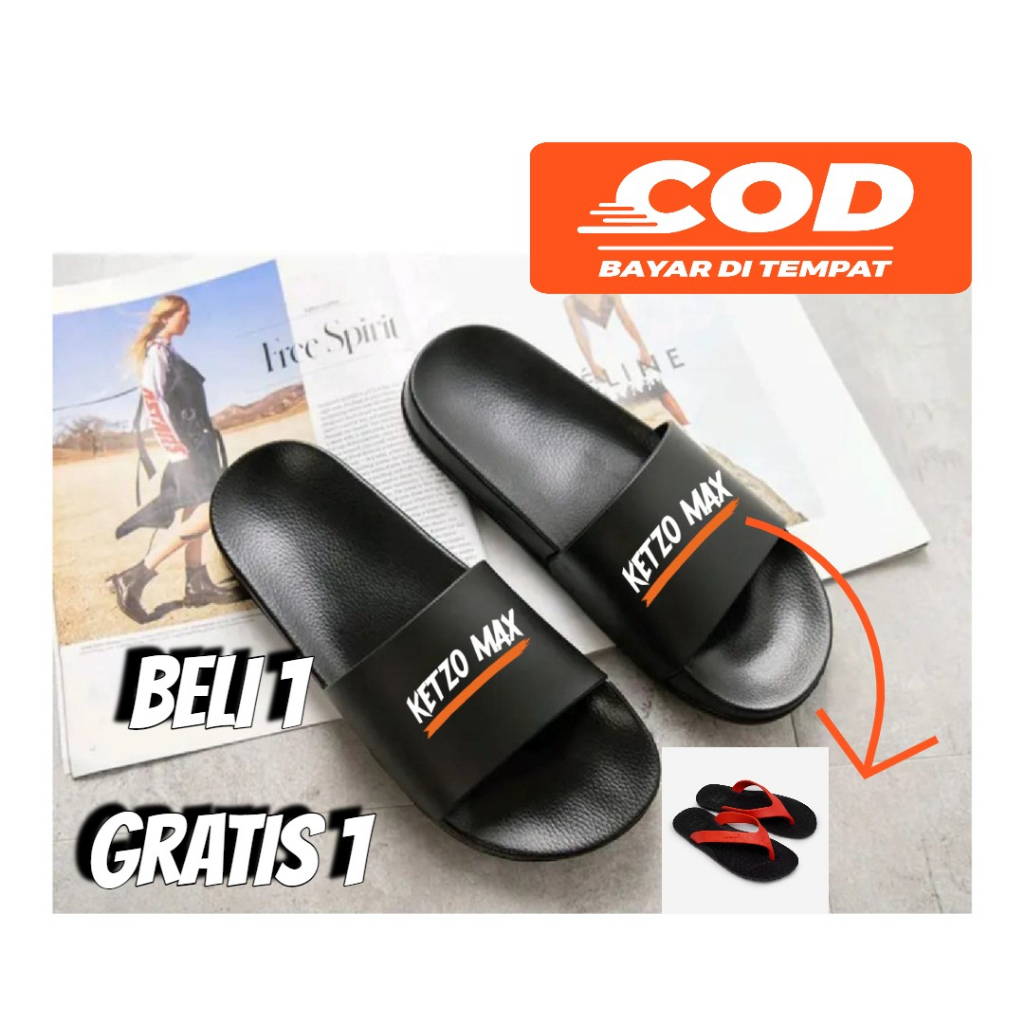 BELI 1 GRATIS 1 Sandal selop karet Sandal japit karet KETZO MAX