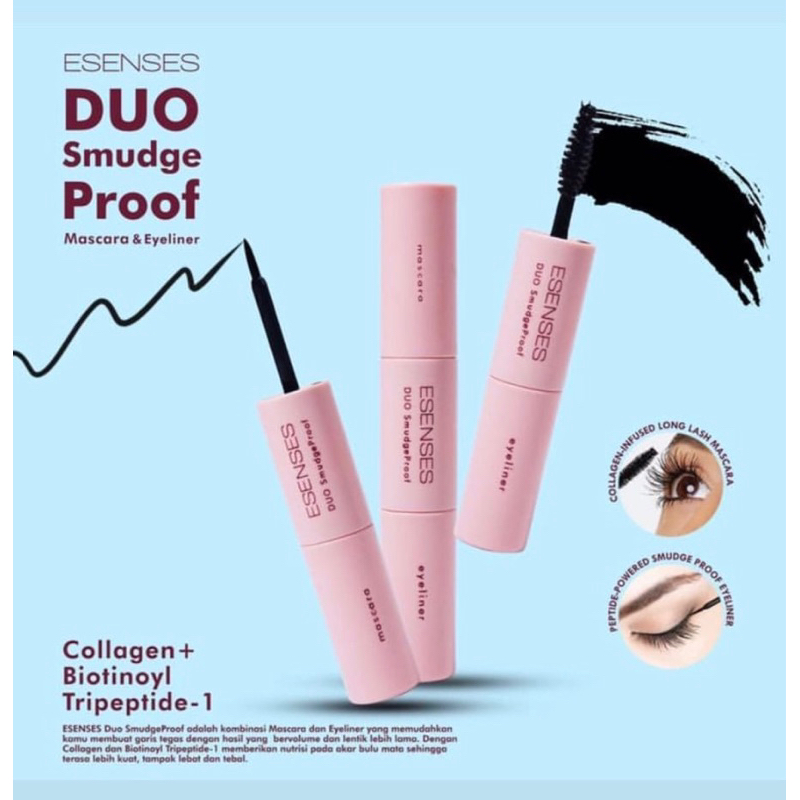 BISA COD - Esenses Duo Smudgeproof Mascara &amp; Eyeliner / 2 IN 1 Maskara Eyeliner - Esenses Lash &amp; Brow Serum | Serum Penumbuh Bulu Mata dan Bulu Alis