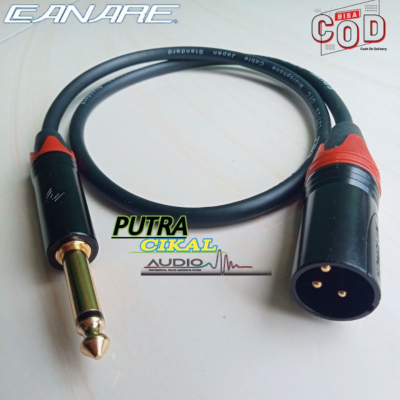 kabel audio Jack Akai 6.5mm mono to Jack Canon Xlr 3 pin male 1.2.3.4.5.meter kualitas bagus