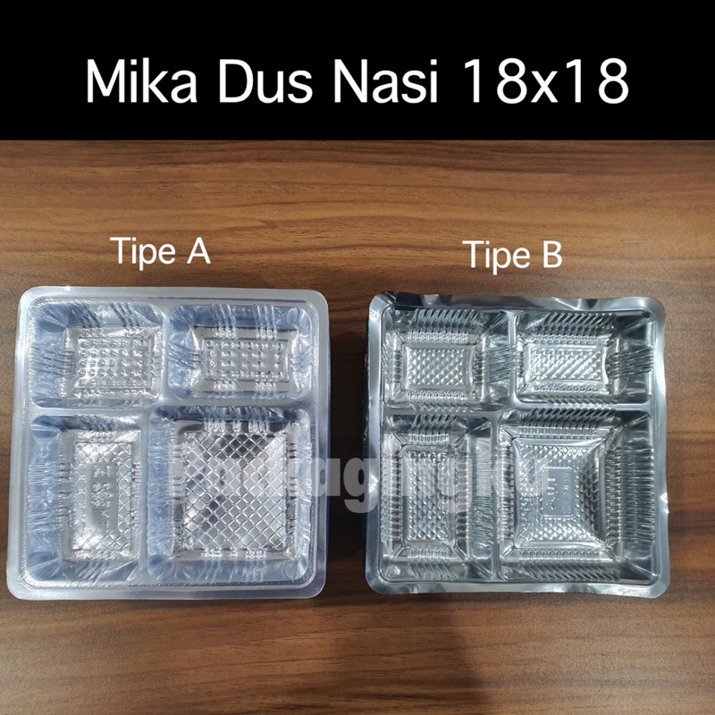 50PCS Mika Dus Nasi 18x18/ Mika 4 Sekat/ Nasi Kotak Sekat 4/ Box Tray/ Kardus Hajatan