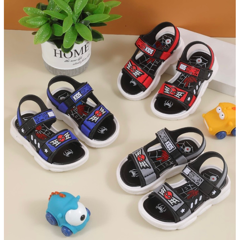 SANDAL VELCRO ANAK IMPORT MOTIF SPIDERMAN PEREKAT