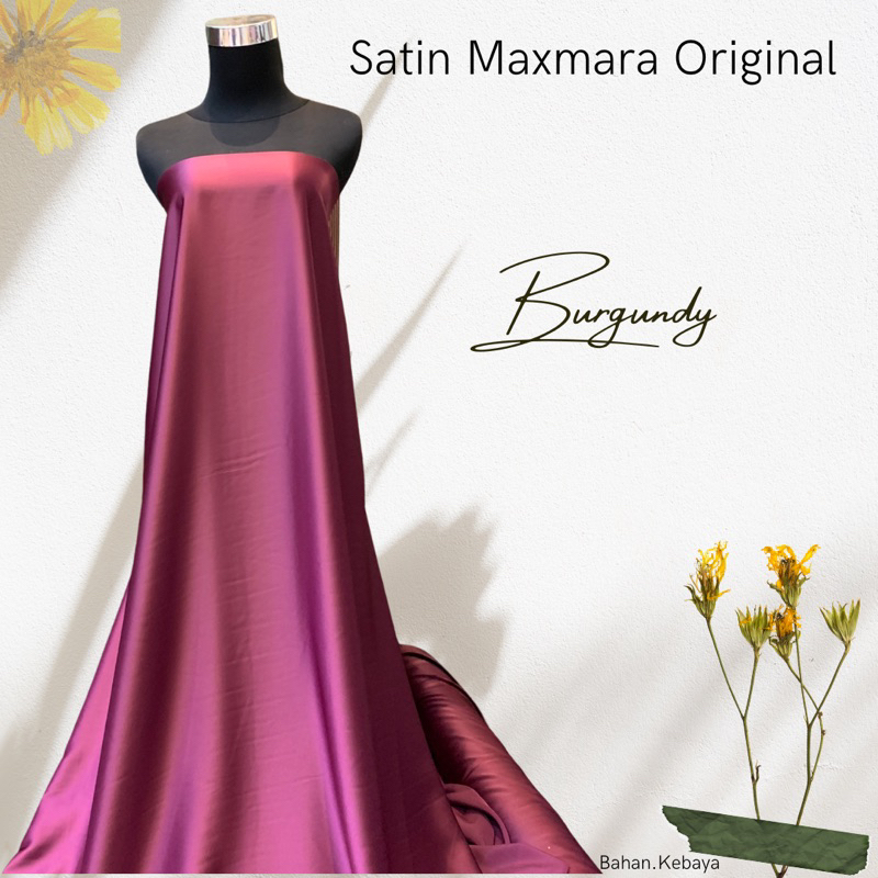 Bahan Satin Maxmara Silk Lux Original 100% Mewah Glossy Warna Burgundy Ungu Wine