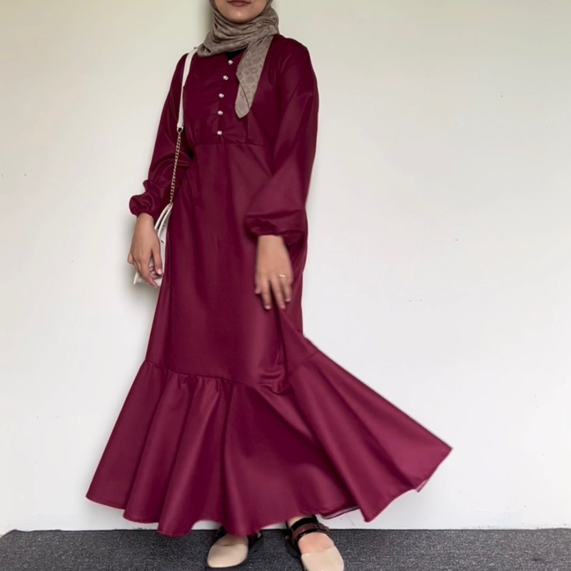 GAMIS LEBARAN DRESS BUSUI DRESS MUSLIM DRESS LEBARAN MAXI DRESS DRESS LEBARAN 2024 DREES KOREAN STYLE by shipocco outfit