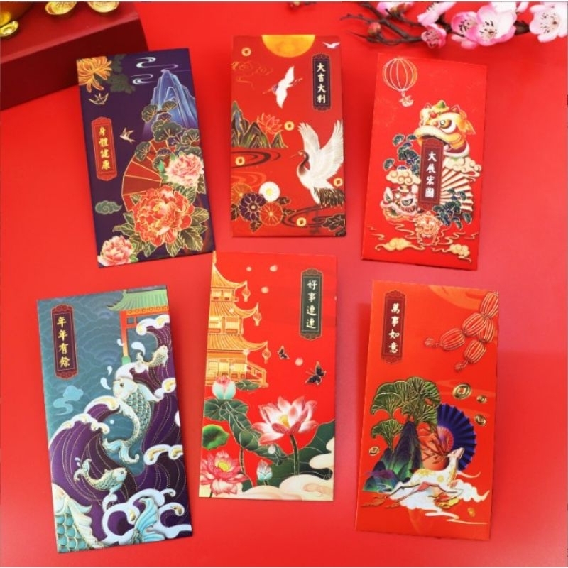 Ampau Premium Motif 3D Glossy Art Paper Hongbao Panjang Mewah Angpau Unik Cantik