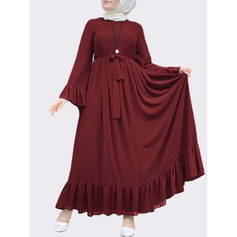 Ayura Maxy Dress/ Dress Premium Crinkle Airflow/ Gamis Polos Wanita Muslim/ Baju Kondangan/ Baju Pesta Simple Trend