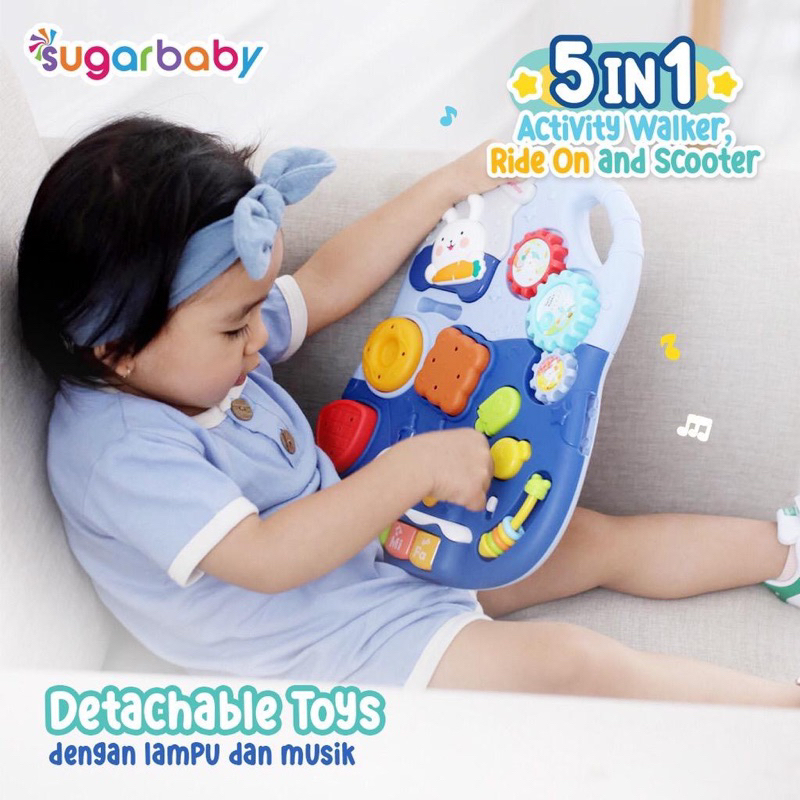 SUGAR BABY 5in1 Activity Walker, Ride-On and Scooter/ Push walker / Activity walker/Baby walker
