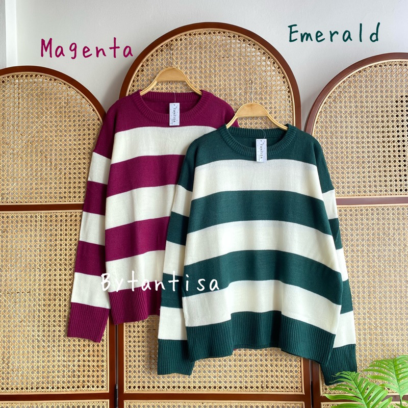 SWEATER RAJUT OVERSIZE CLARA MOTIF GARIS