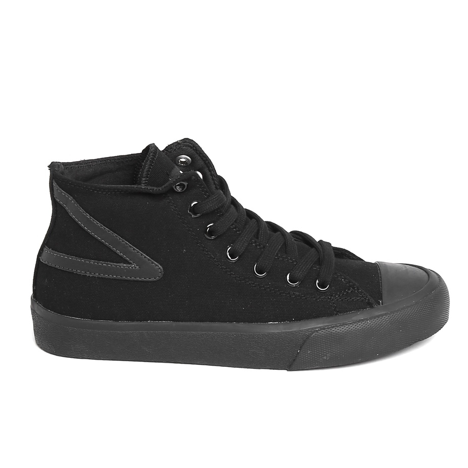 Vulking Sepatu Old School Sekolah Casual Basic Century High Full Black Canvas Premium Original