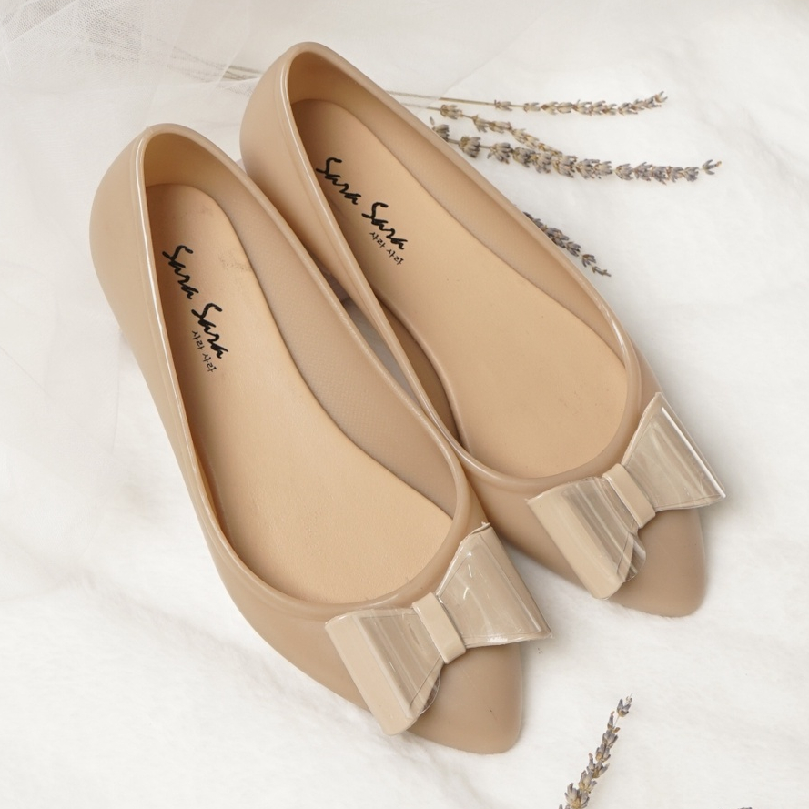 SARA SARA STORE - Flat Shoes JELITA MOCCA | sepatu kerja kantoran wanita motif pita warna coklat moc