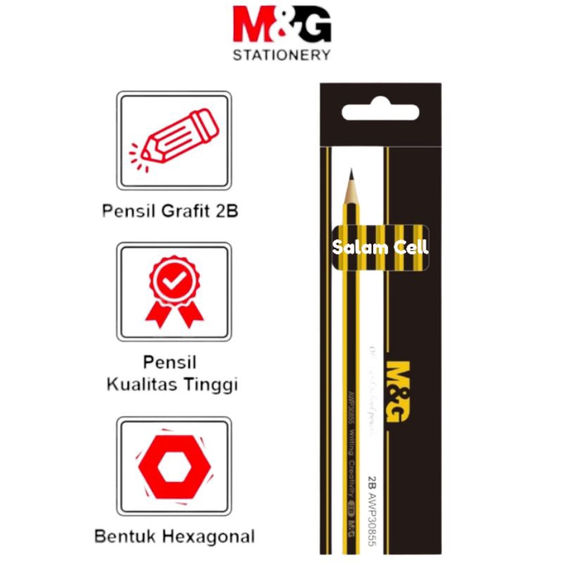 Pensil 2B H&amp;G Plus Penghapus Model Classic Original