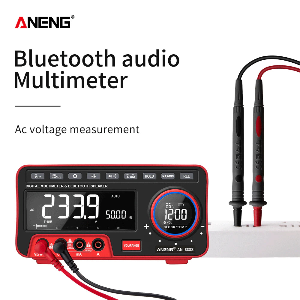 ANENG Digital Multimeter Voltage Tester Bench Type with Bluetooth Speaker - AN888S - Black