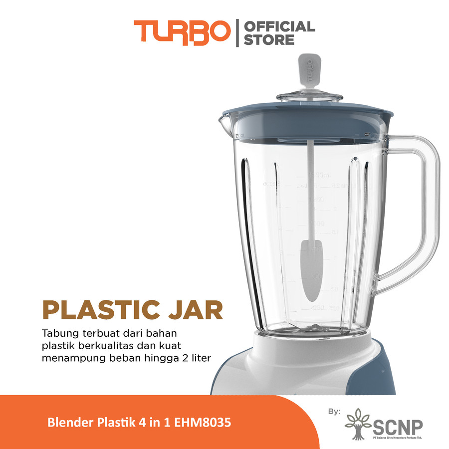 Blender Turbo EHM 8035 PLASTIK 2L Blender 4in1 Lengkap Blender Set EHM8035 Blender SNI Original Heavy Duty 350 Watt Blender 4 In 1 Food Grade