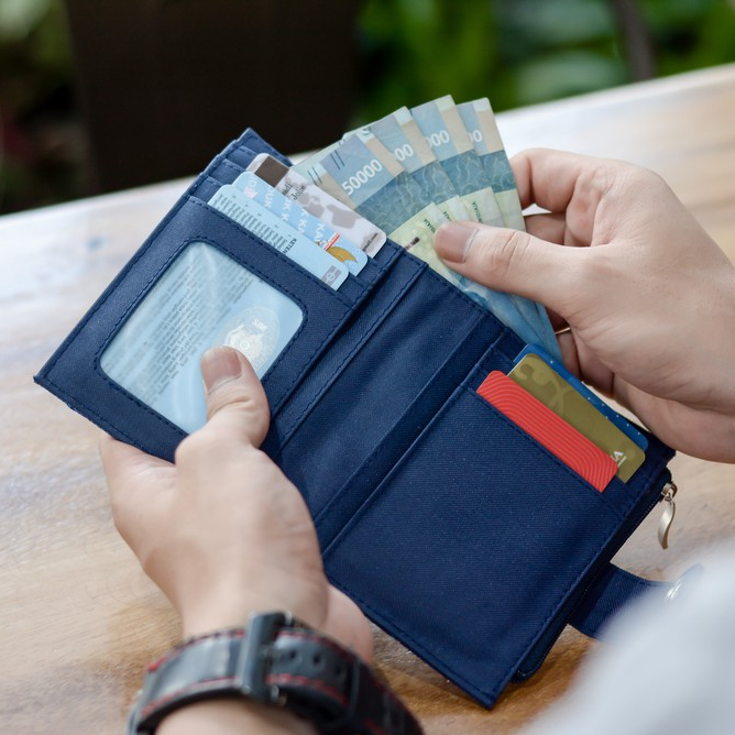 Dompet pria wanita lipat dompet cowok koin cardholder simple Robin Rainy Blue Dinamican Supply