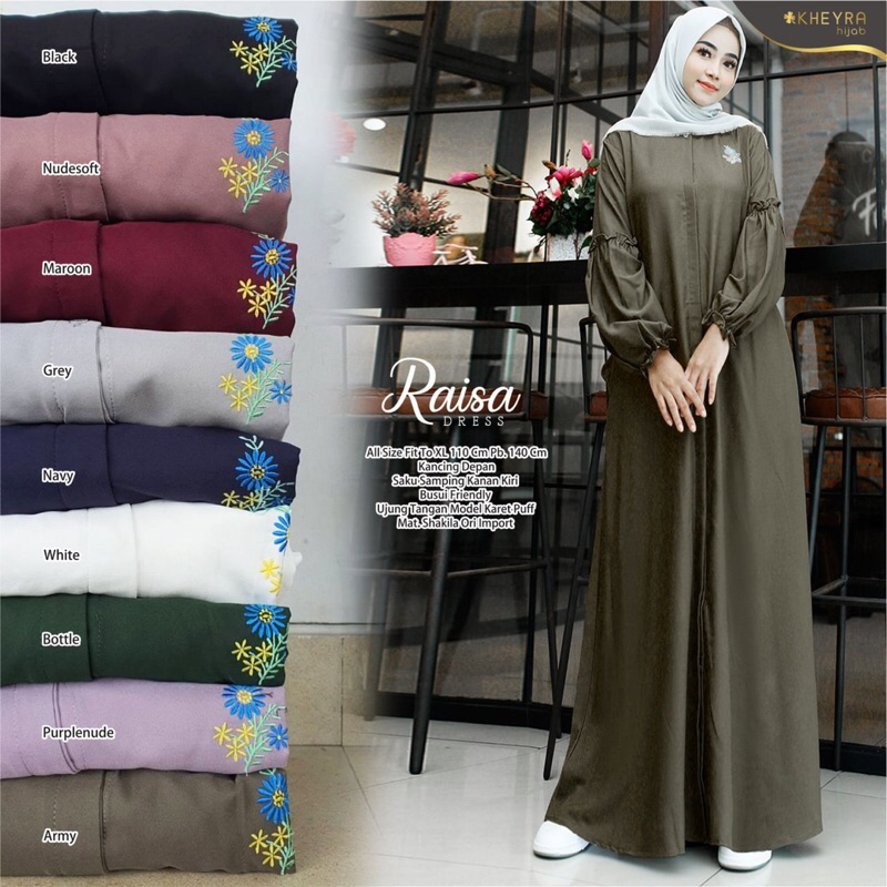 Raisa Dress Original Kheyra Hijab - Gamis Polos Wanita Simple Elegan