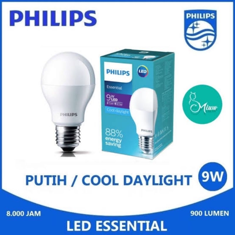 Philips.Lampu.LED.Essential.9w/Philips.essential.LED.9.watt.putih