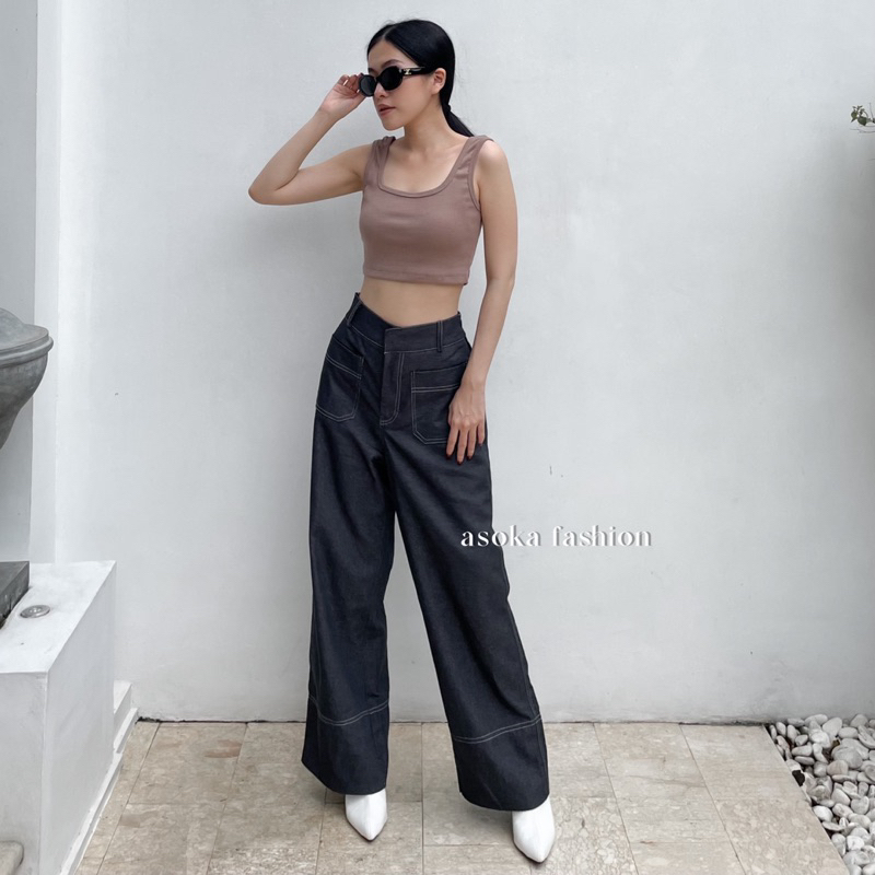 ASOKA Dawsen Pants 2162 - Cullote Pocket - Wide Leg - High Waist Pants