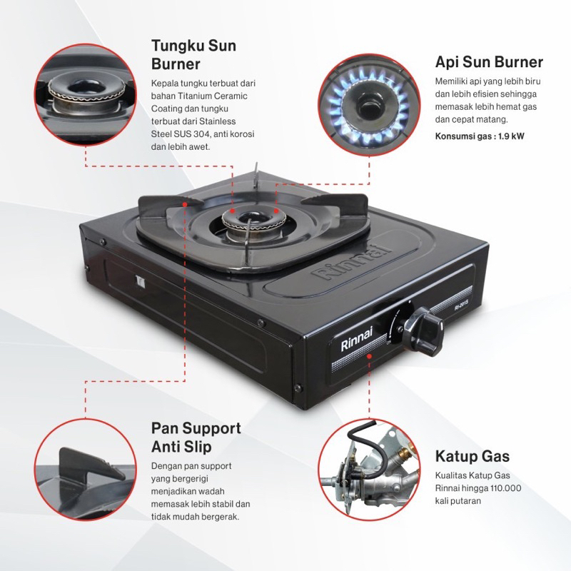 KOMPOR GAS RINNAI 1 TUNGKU RI 201 S