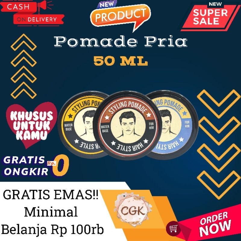 POMADE PRIA / MINYAK RAMBUT PRIA STRONG HOLD &amp; SHINE WATER BASE