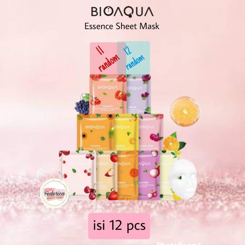 Paket Mix 12 Bioaqua Essence Sheet Mask