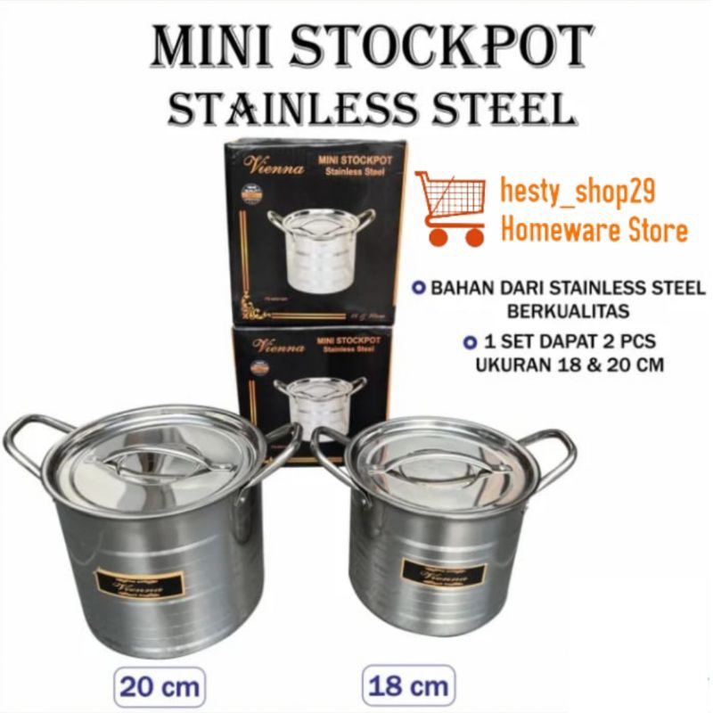 Panci set isi 2pc Panci Stenlis Panci Baso Set Mini Stockpot Vienna