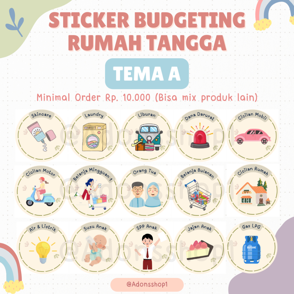 

[TEMA A PART 1] STICKER BUDGETING / Stiker Menabung / Dompet Keuangan / Stiker Anggaran / Sinking Fund