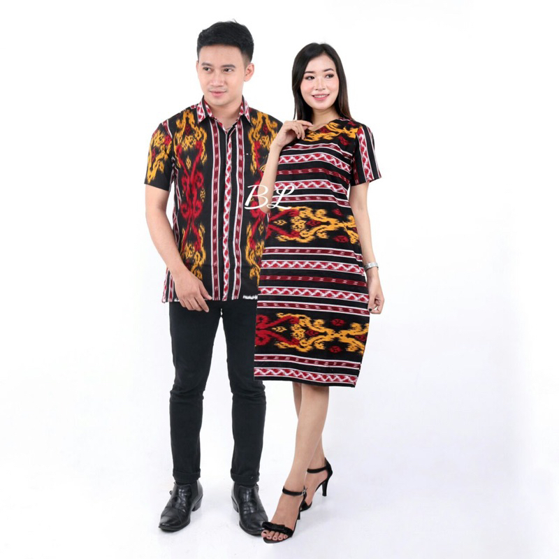 Batik Pasangan Kemeja Dan Dres , Baju Pasangan Pria Wanita , Batik Natal Terbaru